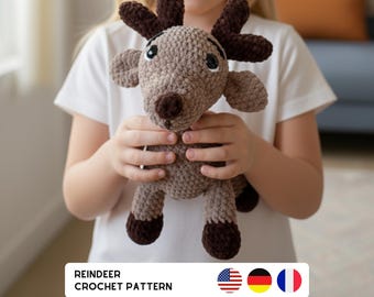 Reindeer Crochet Pattern: Amigurumi Pattern  DIY Christmas (PDF Download, English/German/French)