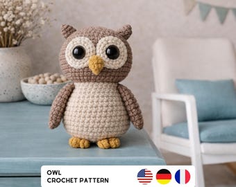owl amigurumi, Crochet Pattern PDF | Beginner Amigurumi Tutorial | Easy Kawaii Toy for Nursery