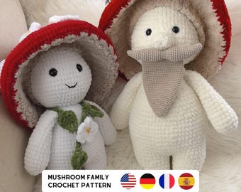 Mushroom Family Crochet Pattern Bundle: Amigurumi Tutorial (PDF Download)