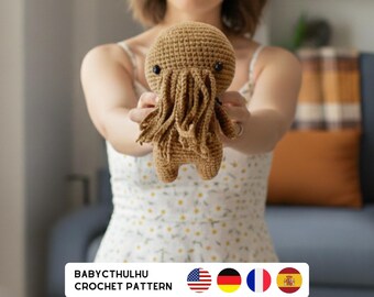 Halloween Cthulhu Crochet Pattern: Amigurumi PDF Tutorial (4 Languages)