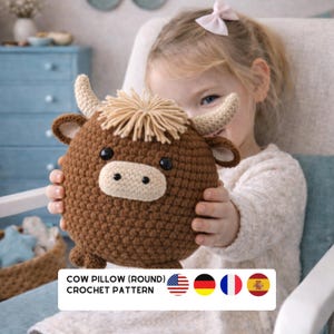 highland cow pillow crochet pattern home decor