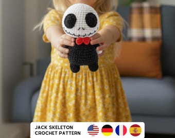 Halloween Skeleton Crochet Pattern: Spooky Gothic Doll (PDF in 4 Languages)