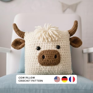 Highland Cow Pillow Crochet Pattern | Amigurumi Cow Cushion PDF image 4