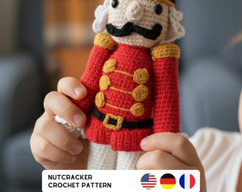 Nutcracker Crochet Pattern: DIY Christmas Soldier Doll (PDF in 3 Languages)