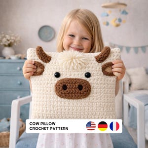 Highland Cow Pillow Crochet Pattern | Amigurumi Cow Cushion PDF image 7
