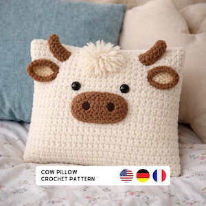Highland Cow Pillow Crochet Pattern | Amigurumi Cow Cushion PDF image 8