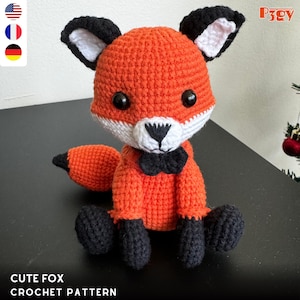 Schema uncinetto volpe - Schema PDF volpe amigurumi, simpatico peluche volpe fai da te, download digitale, - inglese, tedesco, francese