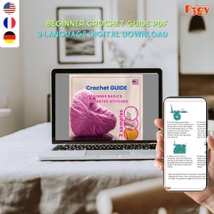Beginner Crochet Guide Pdf | 3-Language Digital Download (EN, DE, FR) | Illustrated Crochet Stitches & Tips | Crochet pattern Tutorial