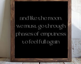 Moon Quote Square Poster, Celestial Wall Art, Minimalist Moon Phase Print, Matte Home Decor, Lunar Quote Art Print