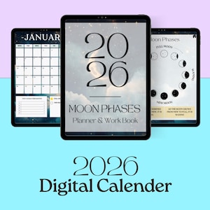 2026 Digital Planner Moon Phase Planner |  Instant Download | Celestial Agenda | Astrology Planner | Moon Goddess | Hecate