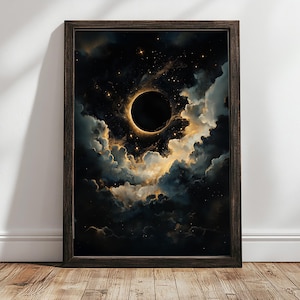 Eclipse | Celestial Wall Art | Dark Academia Home Decor | Starry Art Print | Hecate | Luna | Lunar Eclipse Solar Eclipse | Art Print Gift
