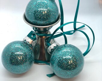 Small Glitter Christmas Ornament in a Variety of Colors