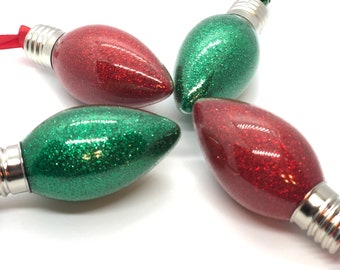 Christmas light glitter ornament