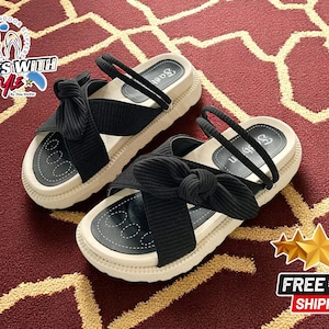 Strappy Platform Sandals | Minimalist Summer Shoes | Vacation Sandal for Women | Fairycore Flat Pool Slides | Comfortable Everyday Footwear