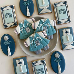 Modern Korean Dol Doljanchi Doljabi Baek-il Hanbok Custom Cookie Set (Boys version)-Decorated Cookies, Birthday Cookies, Celebration Cookies