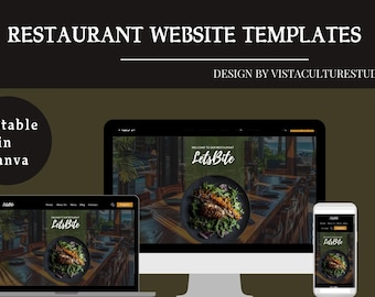 Restaurant & Cafe Website Template | Canva Landing Pages | Food Business Website Design (Digital Download)