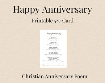 Christian Anniversary Card | Faith-Based Poem, Scripture (PDF)