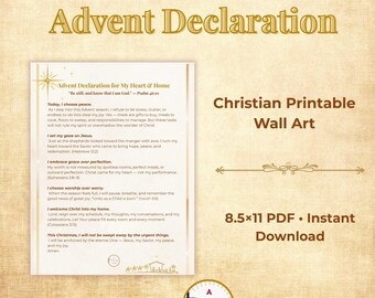 Christian Advent Declaration Printable | Christmas Scripture Wall Art | Encouraging Holiday Home Decor