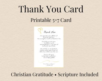 Christian Thank You Card Printable | Scripture Gratitude (PDF)