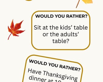 Thanksgiving Would You Rather Game | Fun Family & Kids Activity | Friendsgiving Party Game | Instant Download