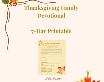 Thanksgiving Family Devotional — Printable PDF | Faith-Based, Christian, Gratitude Week, Thanksgiving Activity