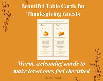 Thanksgiving Table Place Cards — Printable PDF | Christian, Hostess Table Decor, Fall Dinner