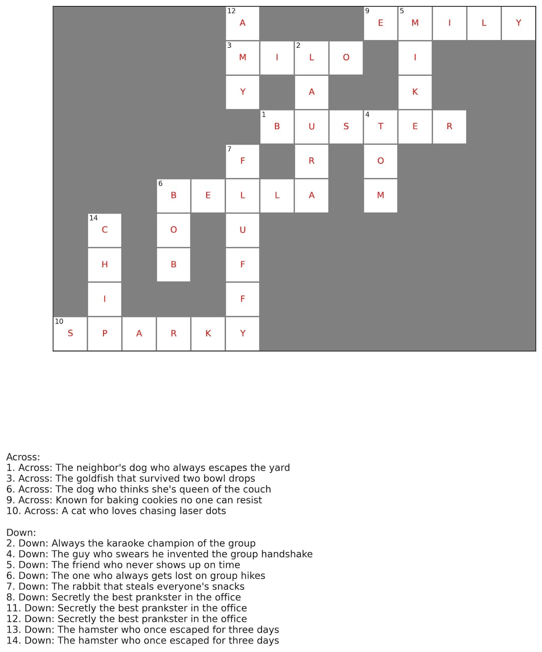 Custom Crossword Puzzle Personalized Fun With Clues and Solutions (up