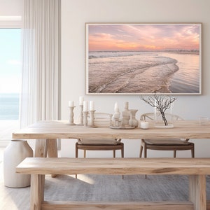 Blushing Waters, Wells Beach Tide, Maine Beach Photography, Wells Maine, Coastal Wall Art, Ocean Waves, Pink Skies, Nautical Wall Art
