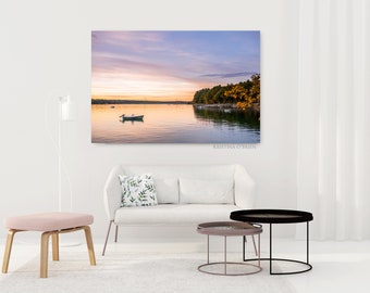 Yarmouth Maine Sunset Photography - Cousins Island - Boats - Coastal - Autumn - Nautical - Wall Art - Photo Print by Kristina O'Brien