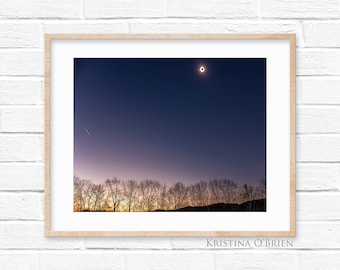 Total Solar Eclipse - Bingham Maine -April 2024 Solar Eclipse - Wall Art - Nature - Celestial - Eclipse Photography by Kristina O'Brien