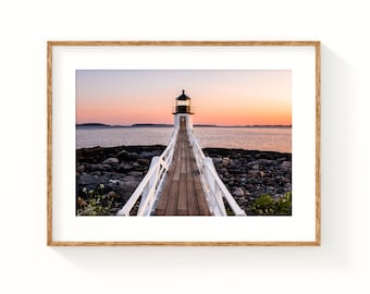 Leading Light, Marshall Point Lighthouse, Port Clyde Maine, Nautical Coastal Photograph and Wall Art