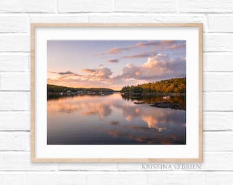 Boothbay Maine - Maine Photography - Trevett - Coastal - Sunset - Reflection - Wall Art - Nautical Print by Kristina O'Brien