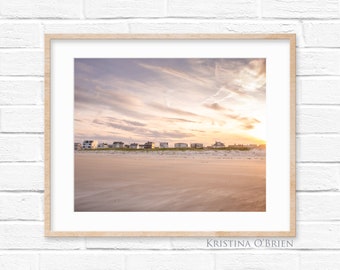 Sunset on Wells Beach Maine - Coastal Maine Photography - Nautical - Beach Houses - Beach - Landscape Photograph by Kristina O'Brien