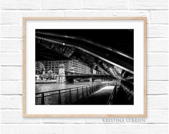 Chicago Photography - Downtown Chicago - Chicago Riverwalk - Black and White - Wall Art - City Photography by Kristina O'Brien