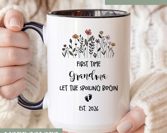 First Time Grandma Coffee Mug, First Time Grandma Gift, Personalized New Grandma Coffee Mug, Custom Grandma Announcement Cup Gift, F34D22