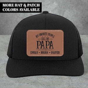 My Favorite People Call Me Papa Trucker Hat, Grandpa Fathers Day Gift, Personalized Papa Hat Gift, Grandpa Gift With Kids Names, 470B