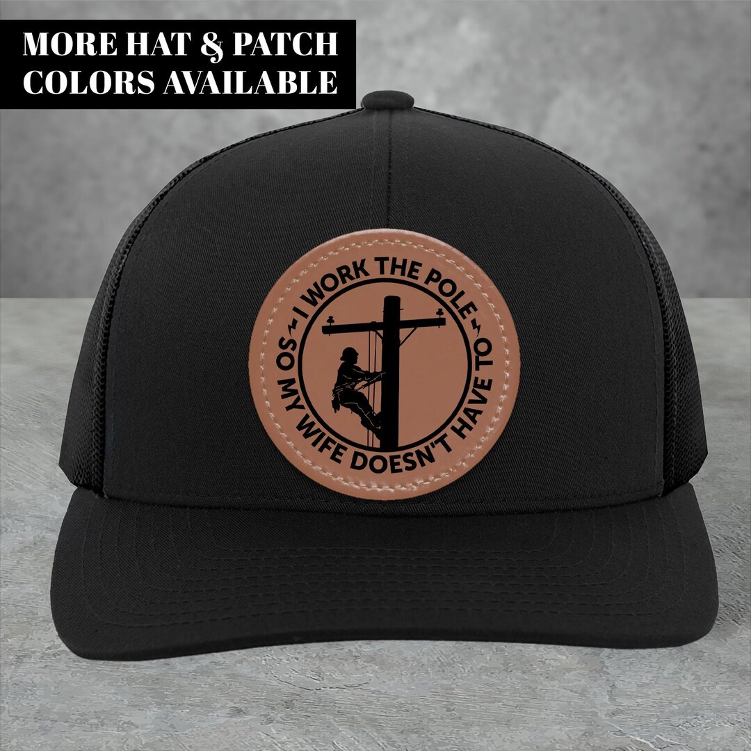 Lineman American Flag Hat, 112 Style Trucker Leather Patch Hat For Men & Women, 6 Panel Baseball Cap With Snapback Enclosure