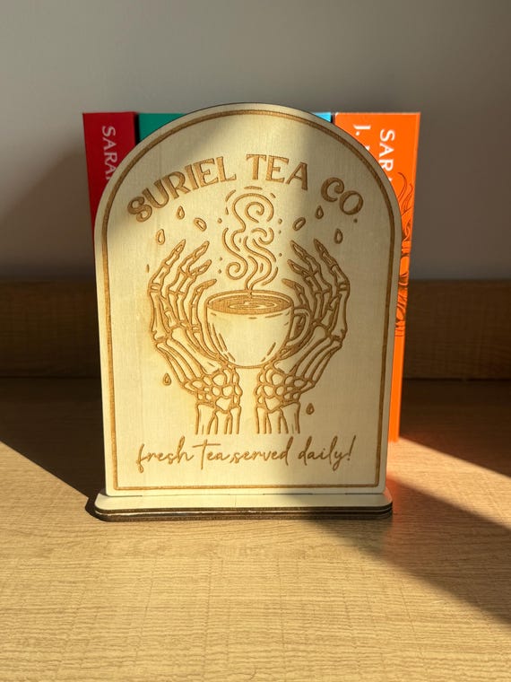 ACOTAR Wooden Book Nook Decor: Velaris & Suriel Tea Co. Signs