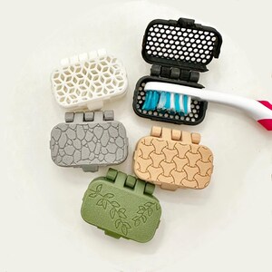 Estuche para cepillo de dientes / Tapa con cierre seguro y bisagra / Diseño natural / Soporte para viajes, decoración, regalo para familiares y amigos, inauguración de la casa
