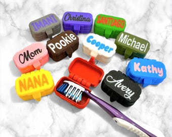 Custodia per spazzolino da denti personalizzata: nome personalizzato con coperchio di sicurezza e cerniera per viaggi, decorazioni, regali, protezione, protezione igienica