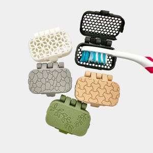 Toothbrush Cover Case | Secure Locking Cover With Hinge | Nature Theme | Holder for Travel, Decor, Gift for Family & Friends, Housewarming