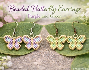 Butterfly Earrings, Handmade Beaded Earrings, Boho Nature Gift for Her