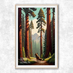 Sequoia National Park Travel Wall Art, California Poster, USA Parks Print, Acrylic Painting Style, Gift for Globetrotters