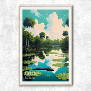Everglades National Park Travel Wall Art, Florida poster, USA Parks Print, Acrylic Painting Style, Gift for Globetrotters
