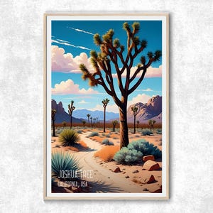 Joshua Tree National Park Travel Wall Art, California Poster, USA Parks Print, Acrylic Painting Style, Gift for Globetrotters