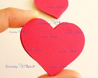 Hearts Tags Size 2" -Wedding Favor Labels -Hearts Cardstock Cut Outs -Birthday Party tags -Bridal Shower Decor -Valentine Love Notes