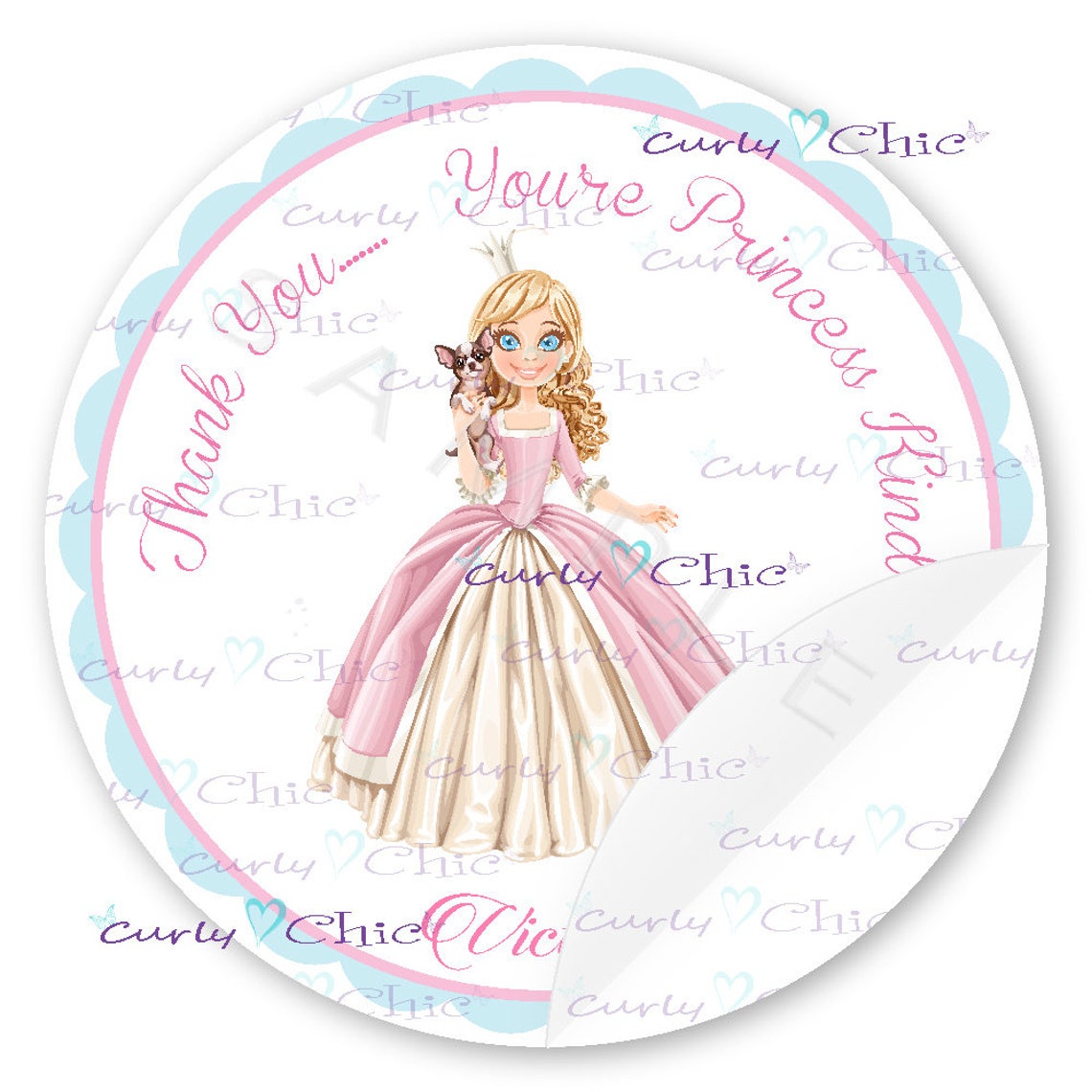 Happy Birthday Labels Princess Sticker Princess Birthday | Etsy