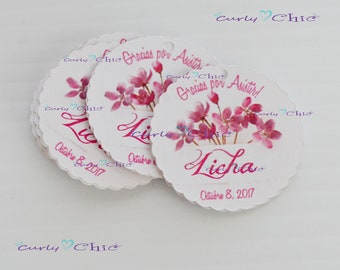 50 Personalized Scalloped Circle II Tags Size 2.25" -Custom Scalloped Circle Label -Printed Scalloped Labels -Paper Scalloped Circles labels