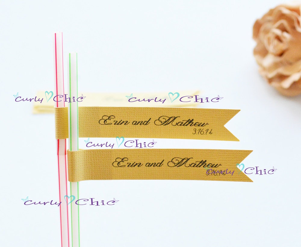140 Personalized Mini Banners 1 side point end -Drink Straw Flags -Pennants Flags 4.50"x0.60" -Ribbon Flags -Ribbon Banners -Pennants Flags