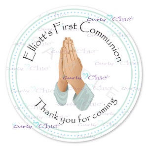 First Communion Stickers -First Communion Labels -Hands Prayer Confirmation Stickers -Personalized Confirmation Labels -Custom Paper Labels